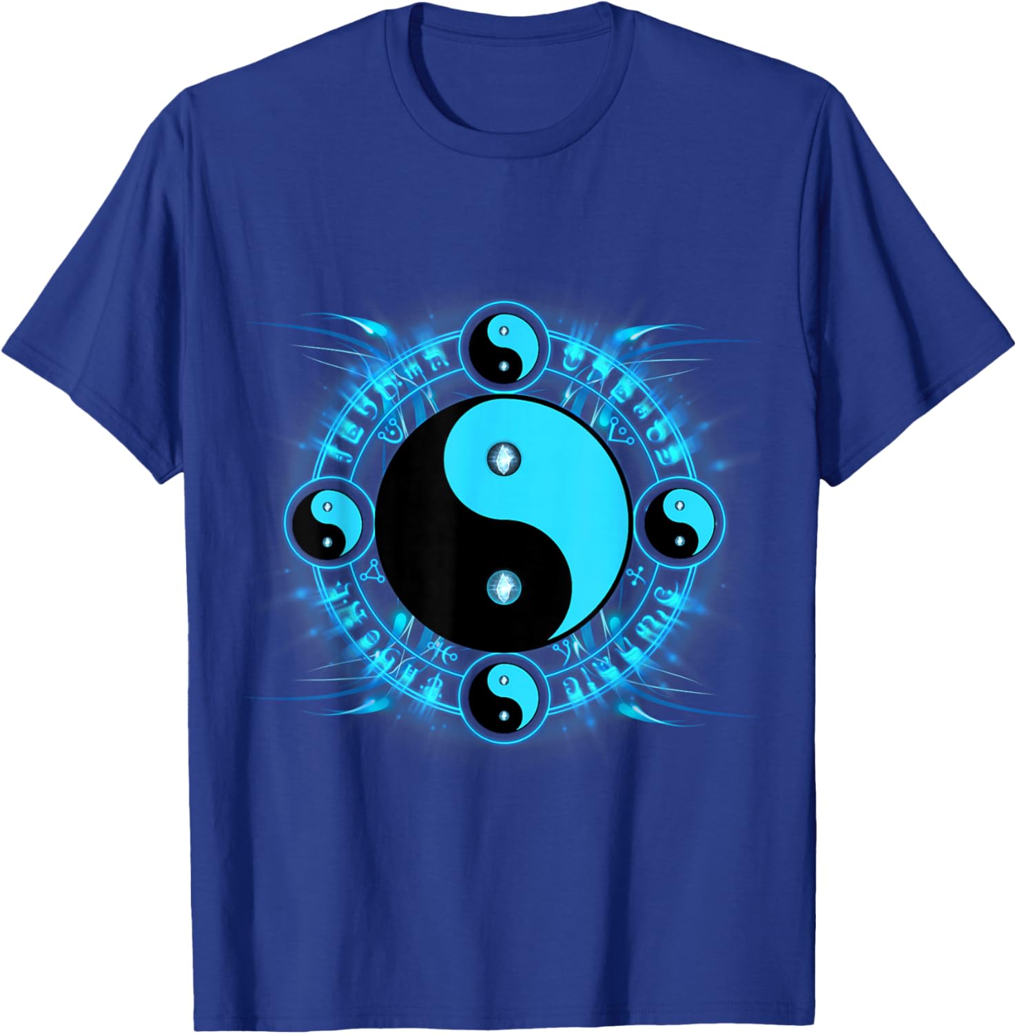 Qigong Tai chi Meditation Gift Designs -Kids Black Yin Yang Small Classic Fit Short Sleeve T-Shirt - T-Shirt | Royal