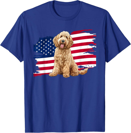 USA Flag American 4th July Fourth Patriotic Doodle Lover T-Shirt - T-Shirt | Royal