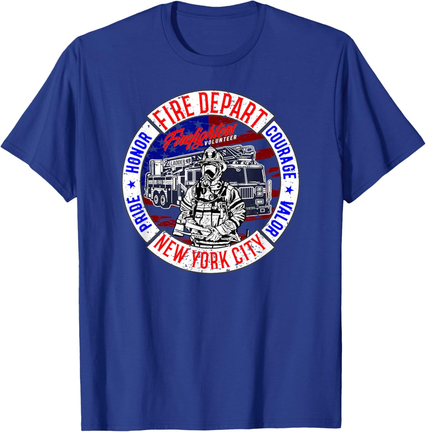 Firefighter Truck Gear Fire Department New York Firefighters T-Shirt - T-Shirt | Royal