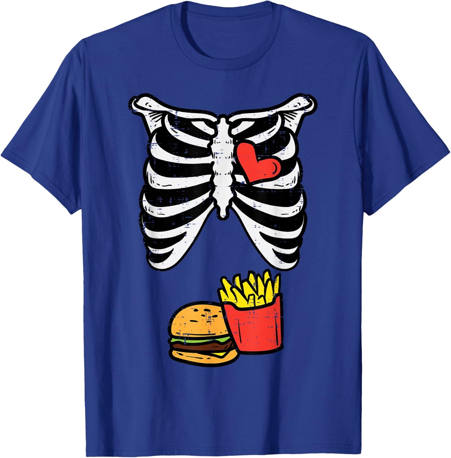 Halloween Skeleton Fries Burger Xray Costume Men Kids Women T-Shirt - T-Shirt | Royal