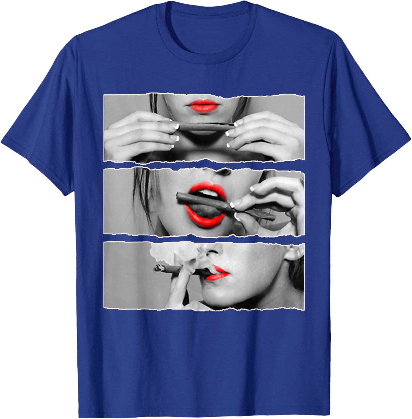 Gifts for Rolling Lovers Roll It Lick It Smoke It Red Lips Pretty Lady Smoking T-Shirt - T-Shirt | Royal