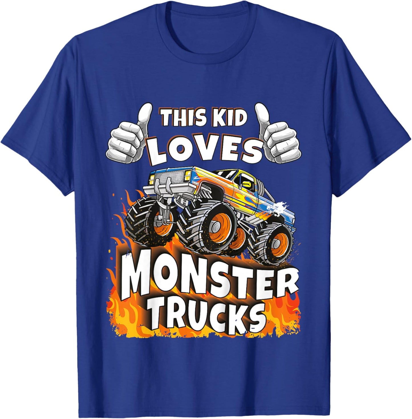 This Kid Loves Monster Trucks Boys & Girls T-Shirt - T-Shirt | Royal