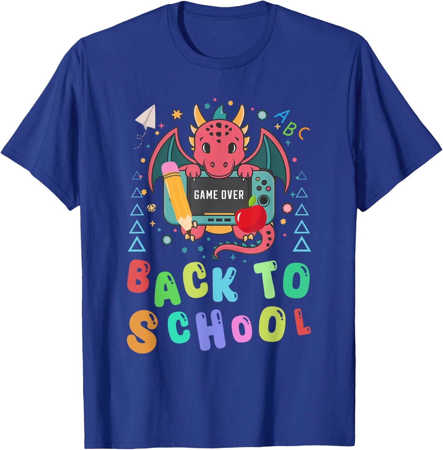 Funny Game Over Back To School Dragon Video Game Women Girls Kids T-Shirt - T-Shirt | Royal