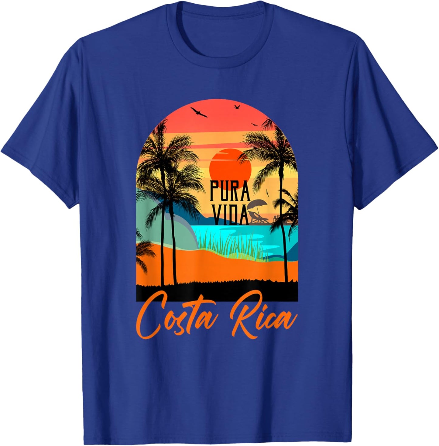 Pura Vida T Shirt Costa Rica Shirt Tropical Beach Retro T-Shirt - T-Shirt | Royal