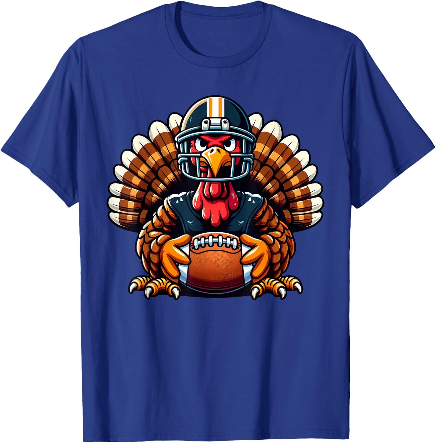Cool Thanksgiving Football Gobble Player Turkey Football T-Shirt - T-Shirt | Royal