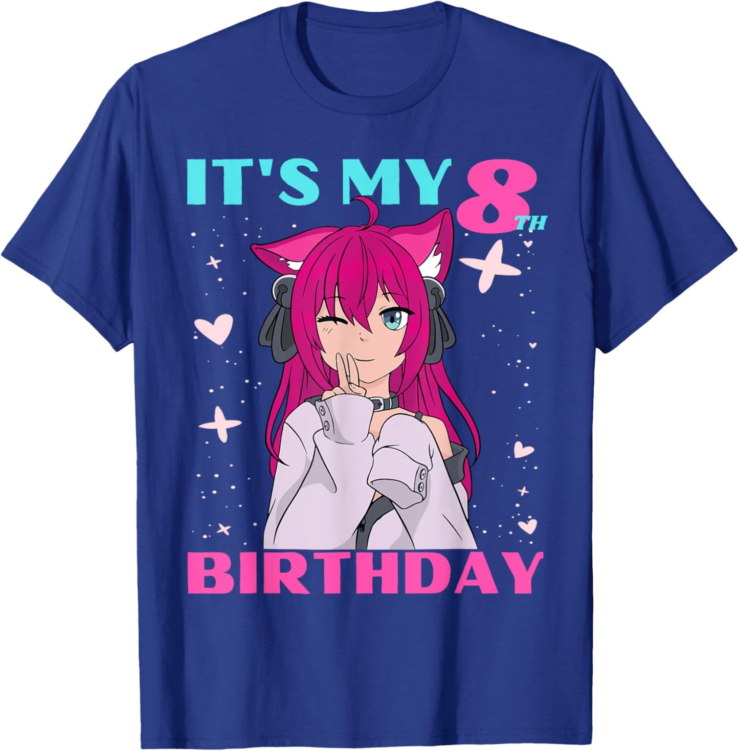 Anime Girl It's My 8th Birthday 8 Years Birthday Girl Kawaii T-Shirt - T-Shirt | Royal