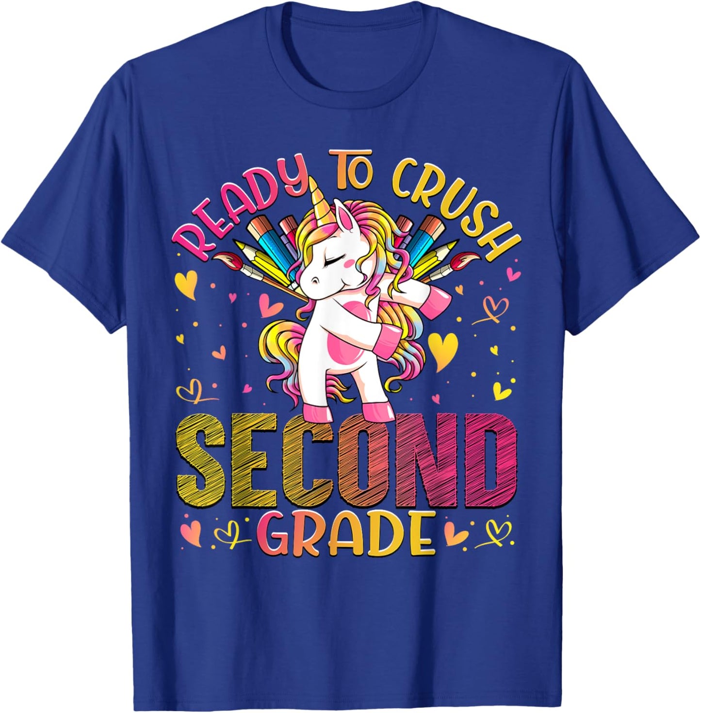Ready to Crush Second 2nd Grade Back To School Unicorn Kids T-Shirt - T-Shirt | Royal