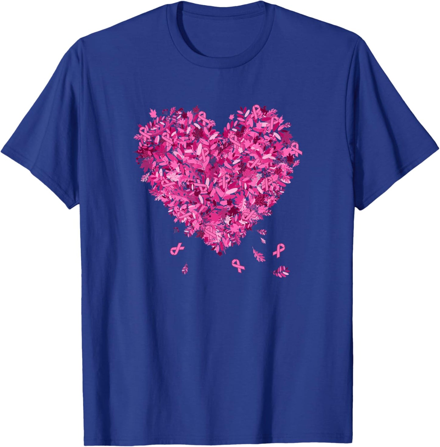 In October We Wear Pink Breast Cancer Leaves Heart T-Shirt - T-Shirt | Royal