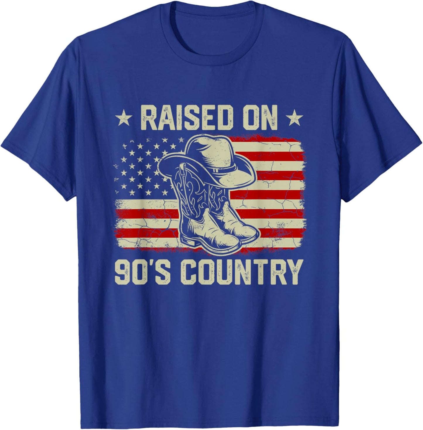 Vintage American Flag Raised On 90's Country Music T-Shirt - T-Shirt | Royal