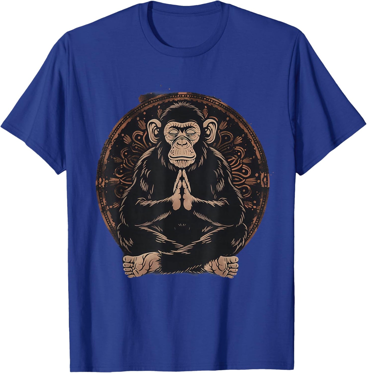 Meditation Monkey Mandala Buddhist Zen Buddha Spiritual T-Shirt - T-Shirt | Royal