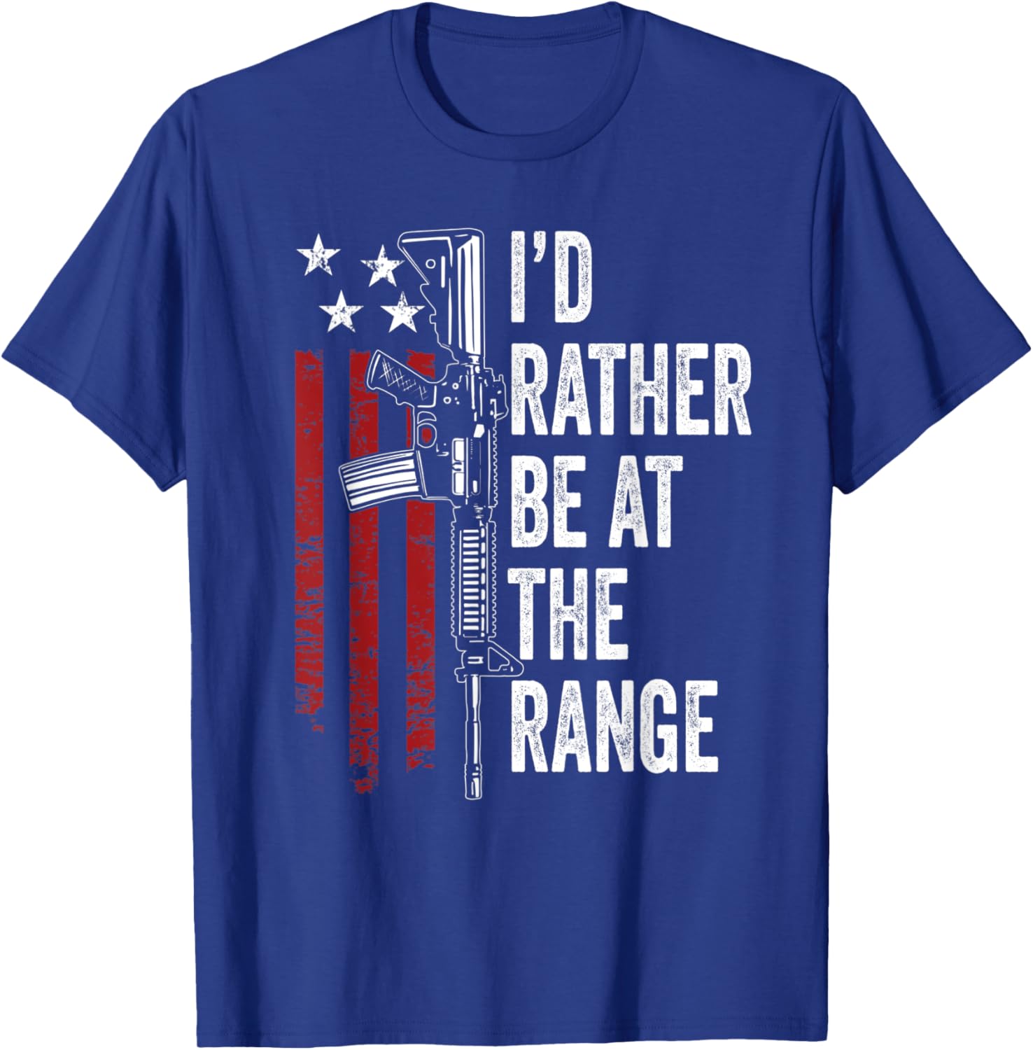 I'd Rather Be At The Gun Range - USA Flag Funny Guns Owner T-Shirt - T-Shirt | Royal