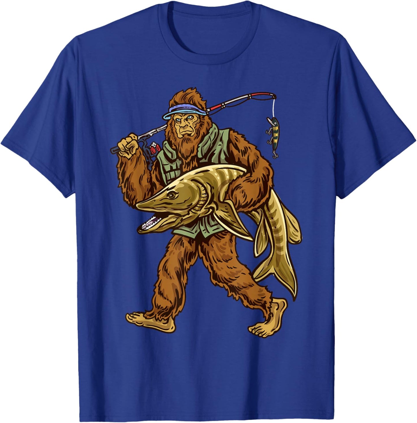 Muskie Fishing Bigfoot Musky Hunting Fishermen T-Shirt - T-Shirt | Royal