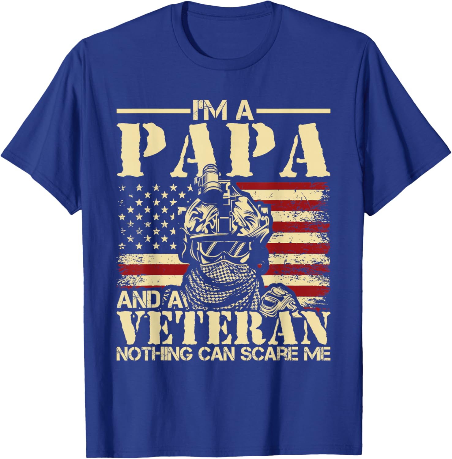 I'm A Papa And A Veteran - Patriotic USA American Flag T-Shirt - T-Shirt | Royal