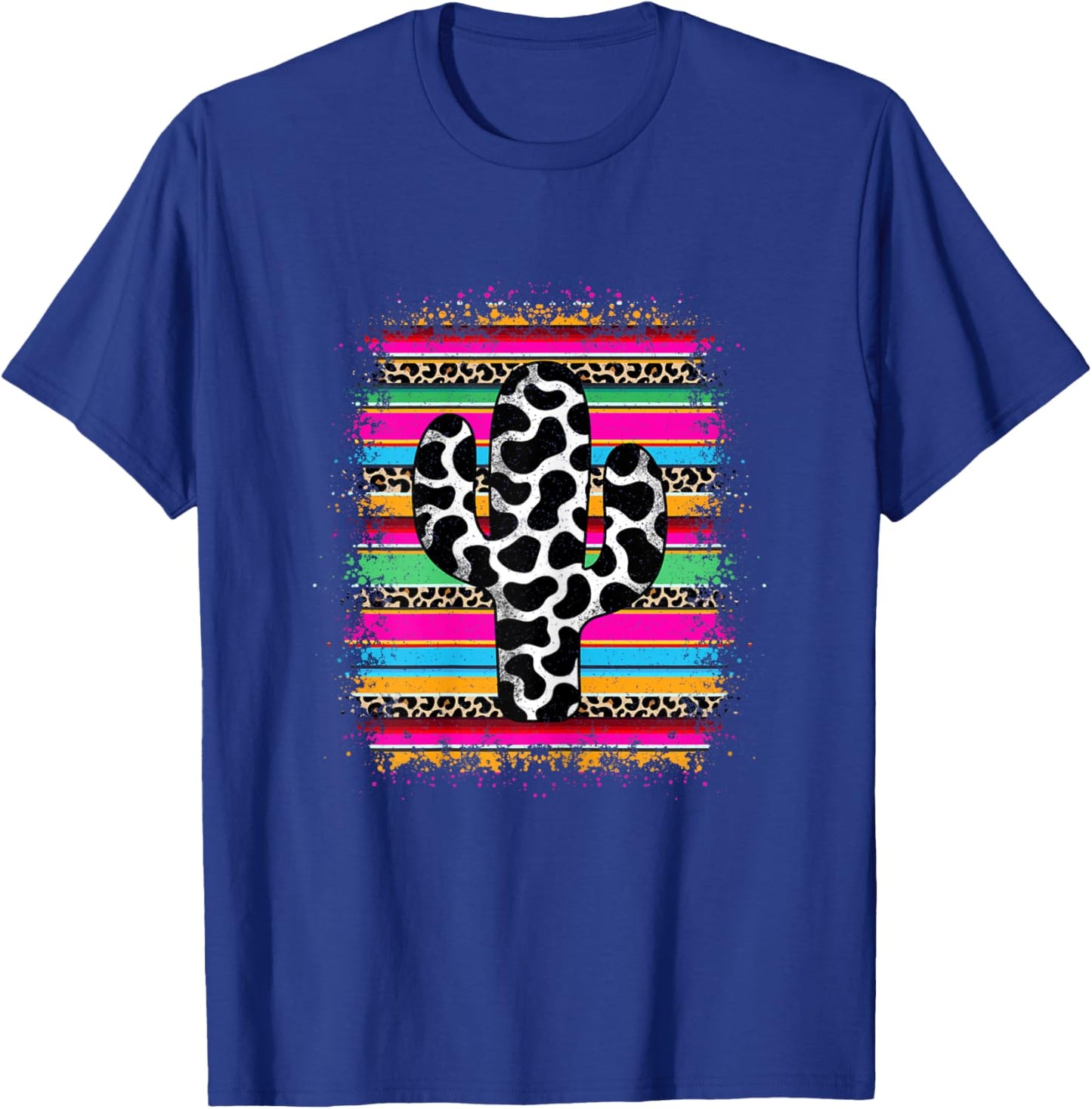 Western Cow Print Cactus Serape Cowgirl Country Women Girls T-Shirt - T-Shirt | Royal
