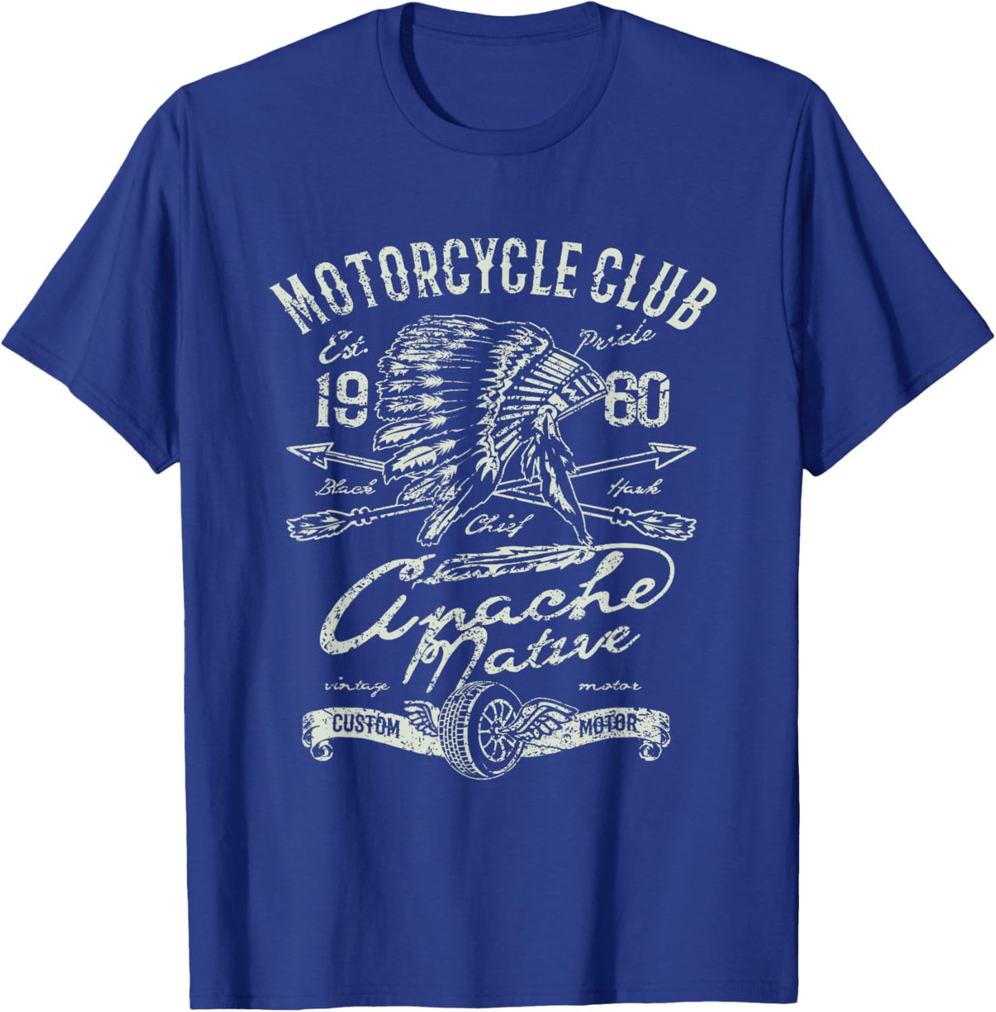 Vintage Motorcycle American Indian Biker Patriotic Retro T-Shirt - T-Shirt | Royal