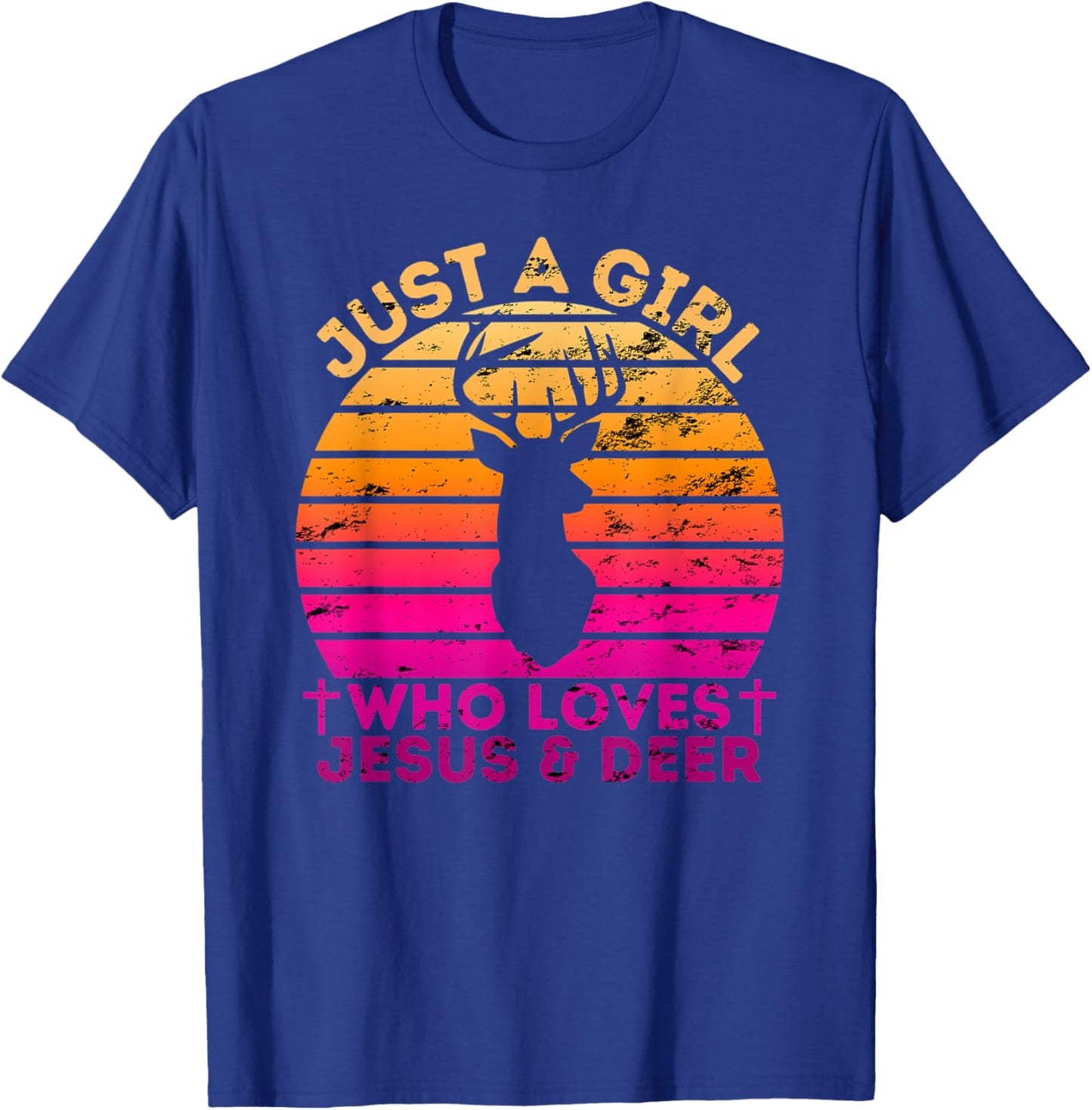 Girl Who Loves Jesus And Deer - Christian Woman T-Shirt - T-Shirt | Royal