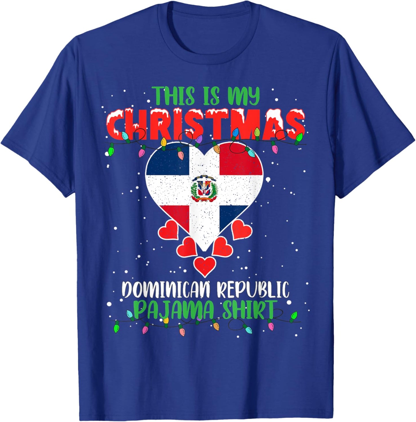 This Is My Christmas Lights Dominican Republic Flag Pajama T-Shirt - T-Shirt | Royal