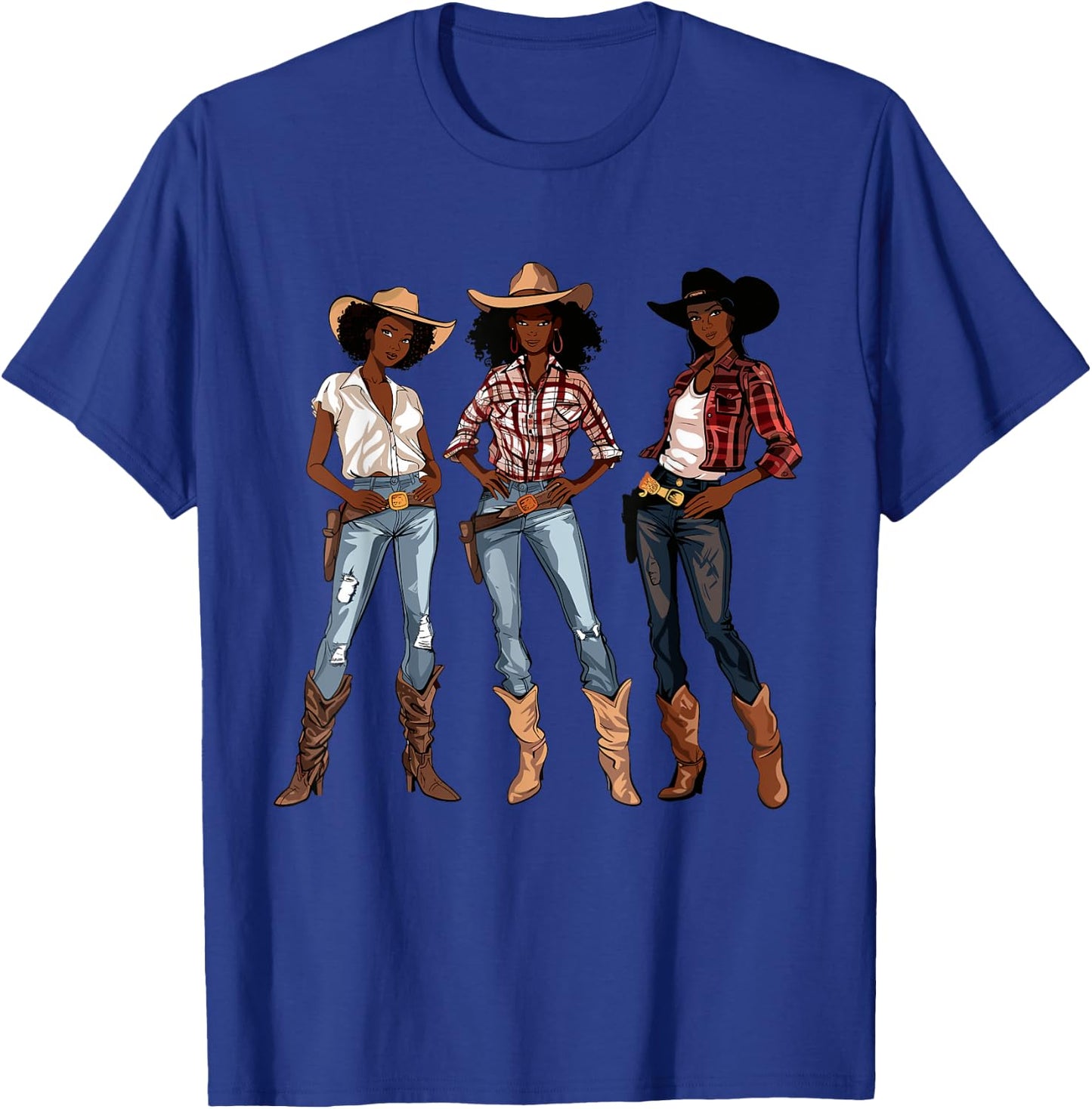 Black African American Cowgirl Western Country Texas Rodeo T-Shirt - T-Shirt | Royal