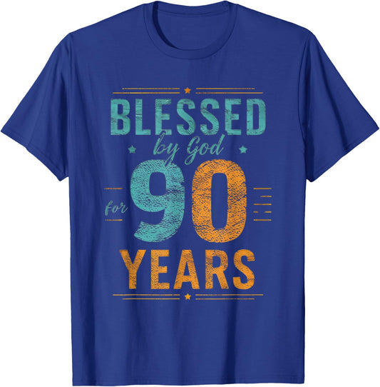 blessed by god for 90 Years - 90th Birthday 90 Years Old T-Shirt - T-Shirt | Royal