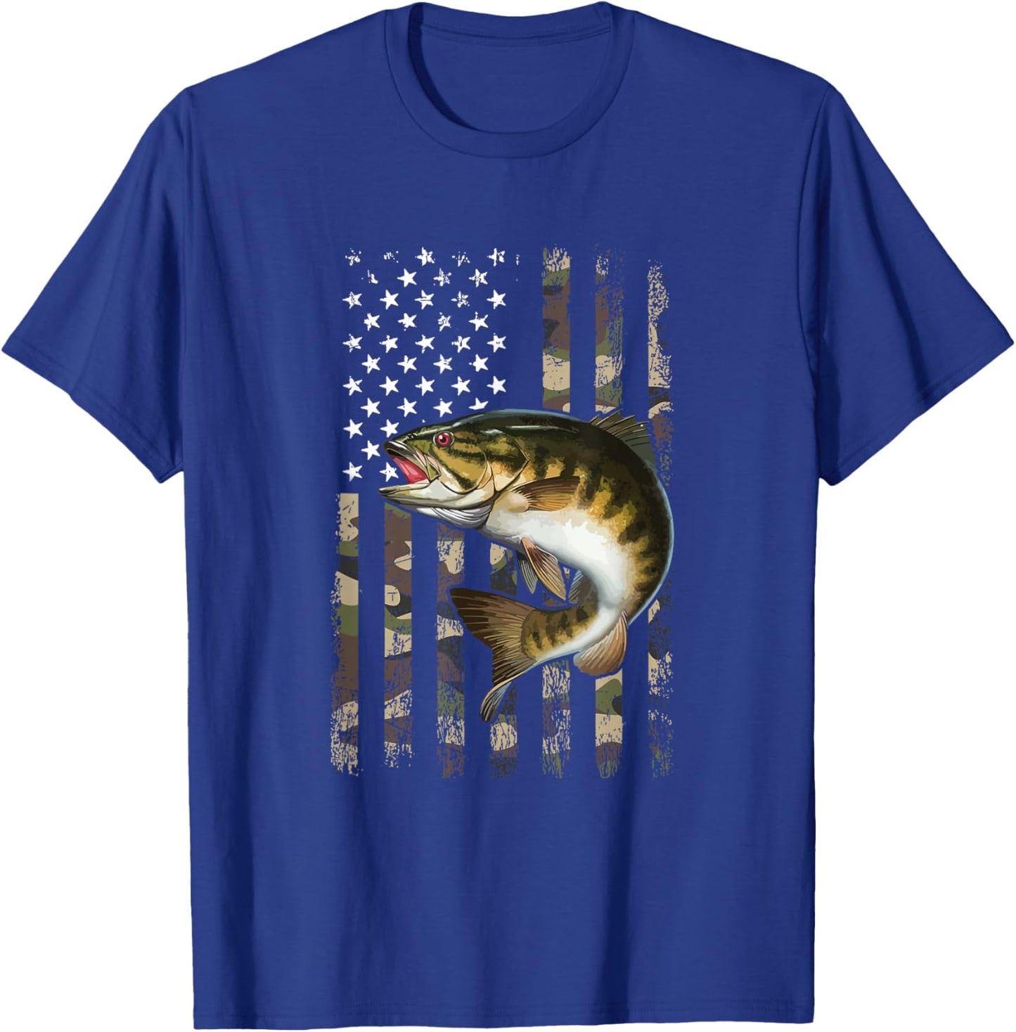 smallmouth bass American Flag, smallmouth bass T-Shirt - T-Shirt | Royal