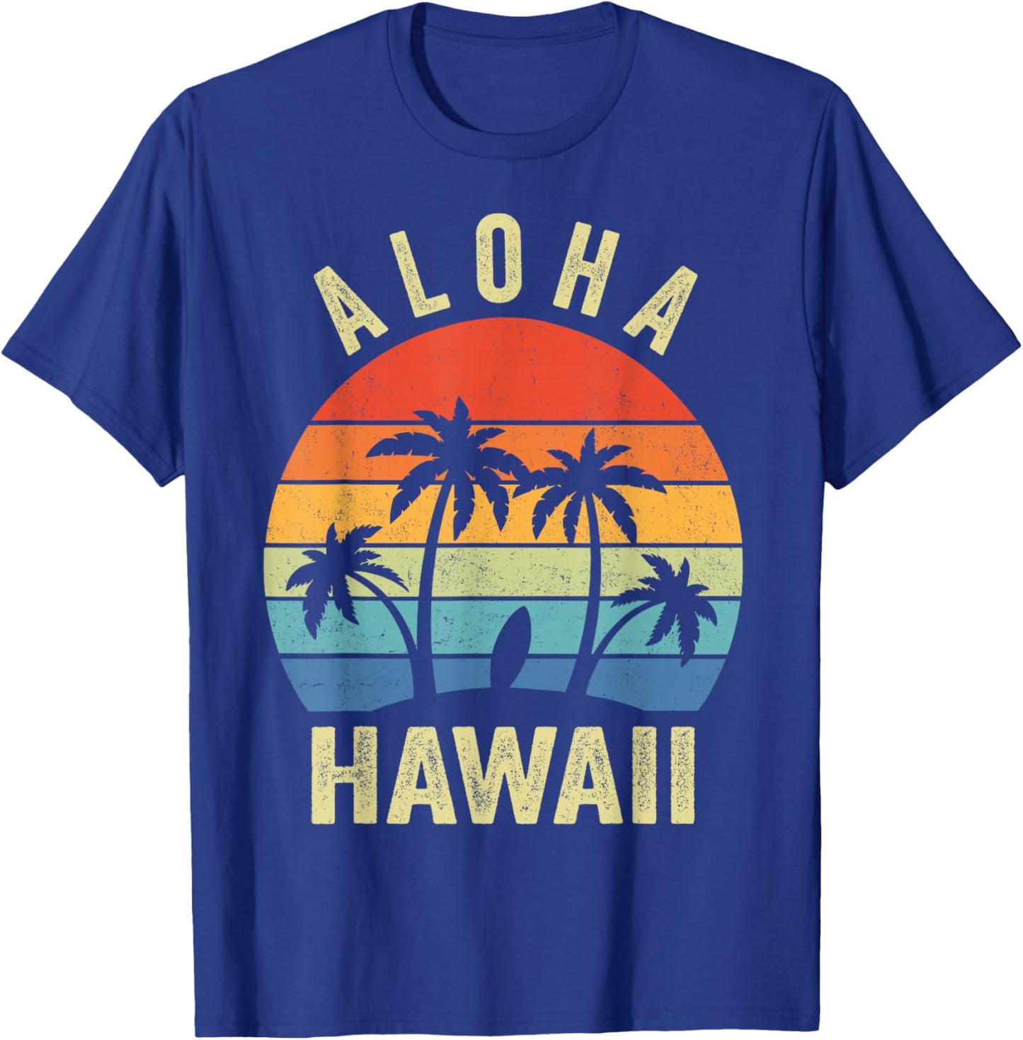 Aloha Hawaii Hawaiian Island Palm Beach Surfboard Surf T-Shirt - T-Shirt | Royal