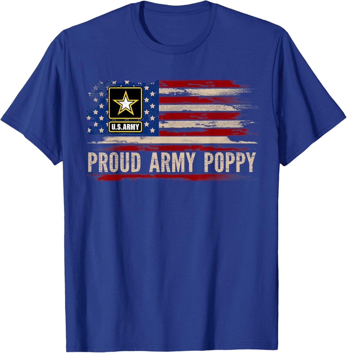 Vintage Proud Army Poppy American Flag Veteran Gift T-Shirt - T-Shirt | Royal