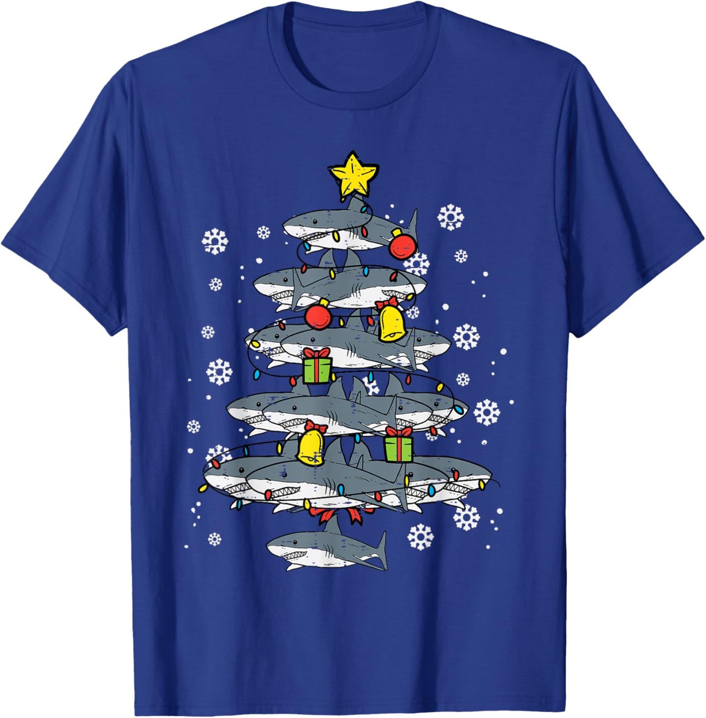 Sharks Christmas Tree Xmas Pajamas PJs Boys Toddler Kids T-Shirt - T-Shirt | Royal