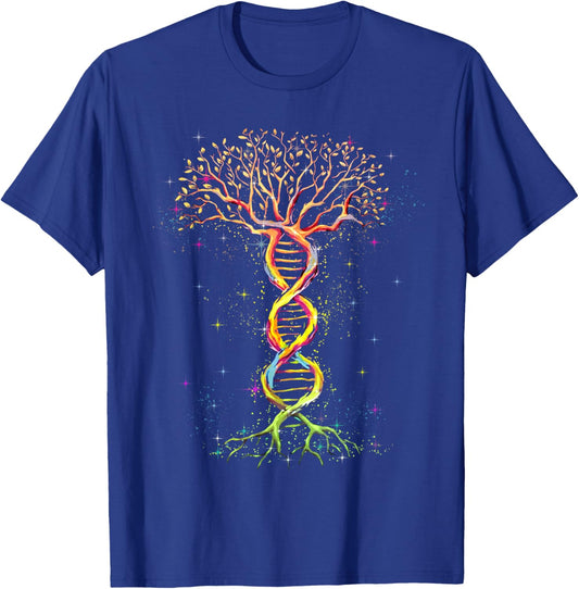 DNA Tree Funny Tree Life Genetic Biologist Earth Day Humor T-Shirt - T-Shirt | Royal