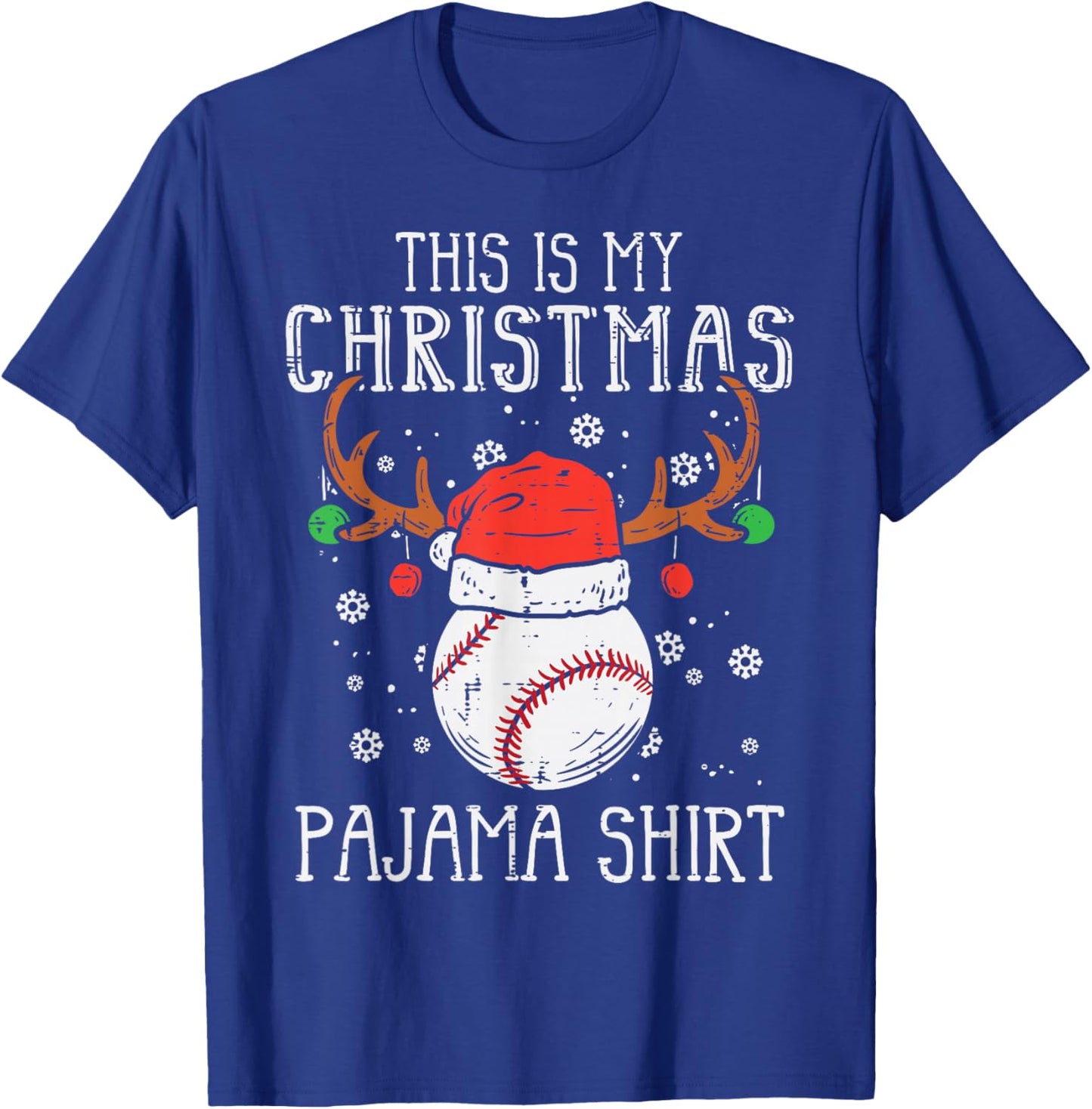 This Is My Christmas Pajama Shirt Baseball Xmas Sports T-Shirt - T-Shirt | Royal