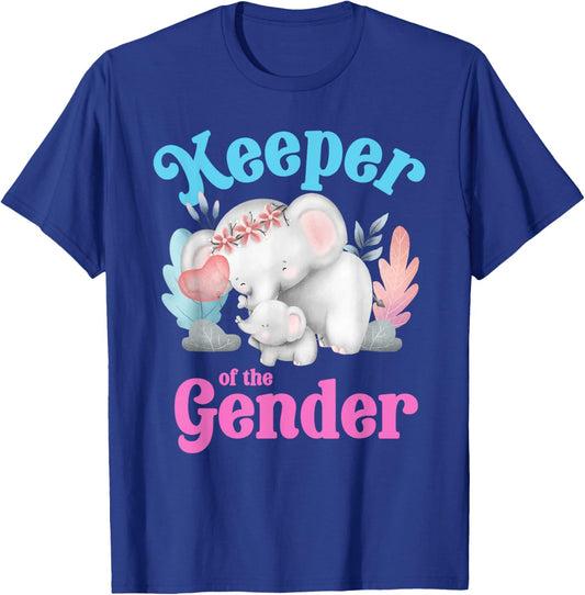Cute Baby Elephant Keeper of Gender - baby reveal party idea T-Shirt - T-Shirt | Royal