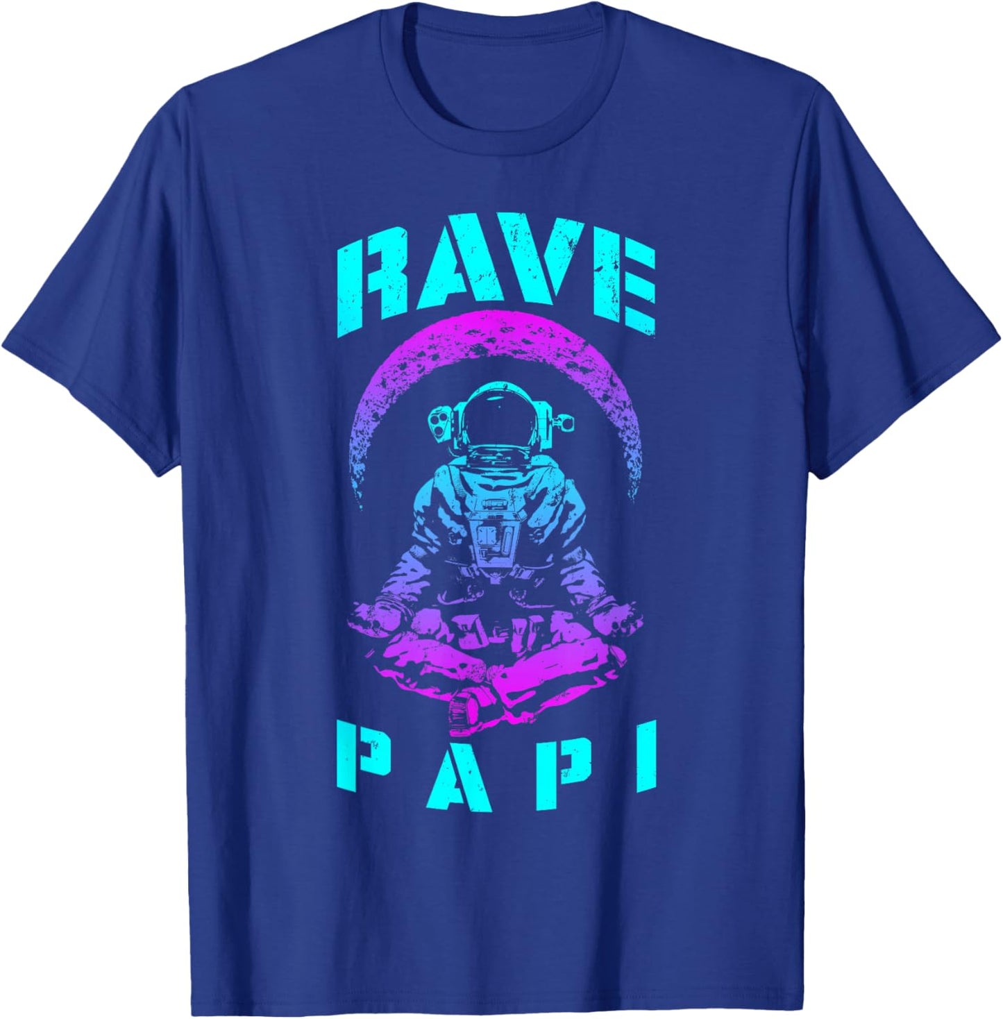 Rave Papi EDM Music Festival Trippy Astronaut Crescent Moon T-Shirt - T-Shirt | Royal