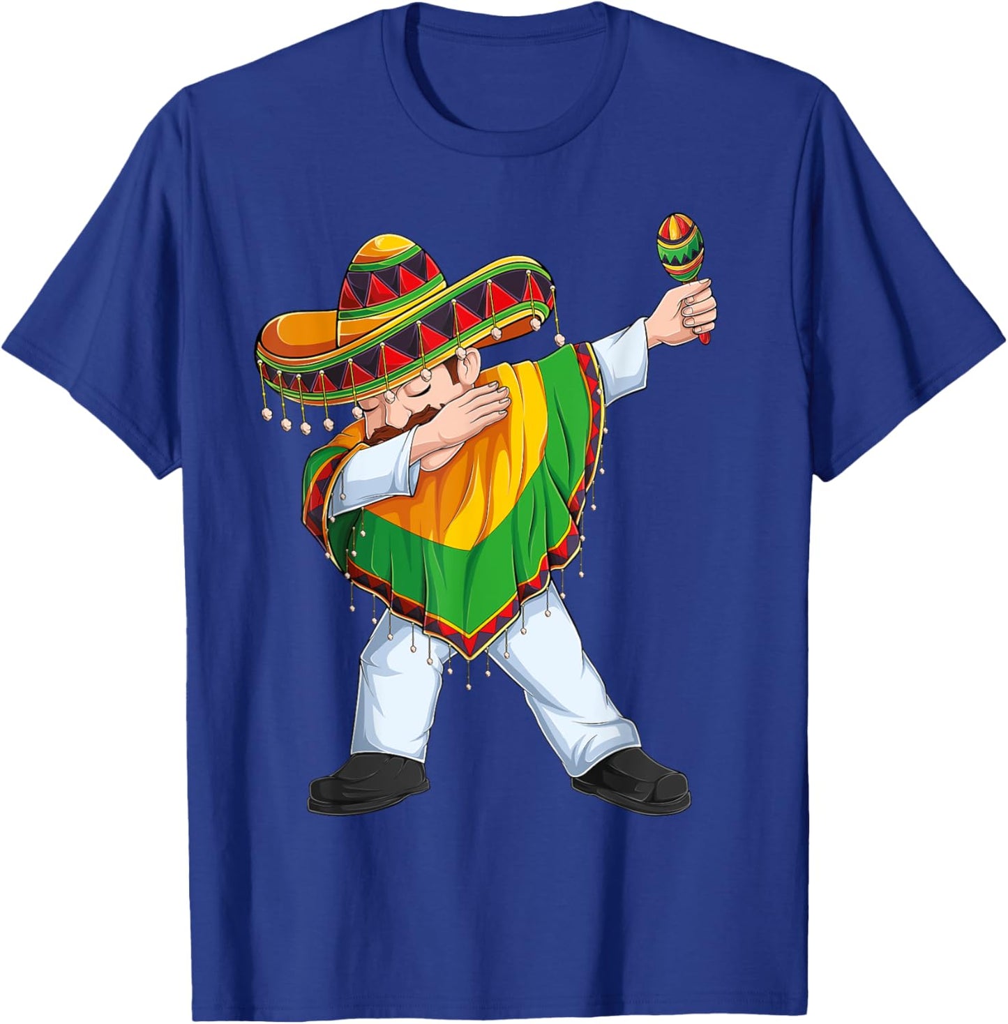 Dabbing Mexican Man Poncho Sombrero Cinco De Mayo Fiesta Men T-Shirt - T-Shirt | Royal