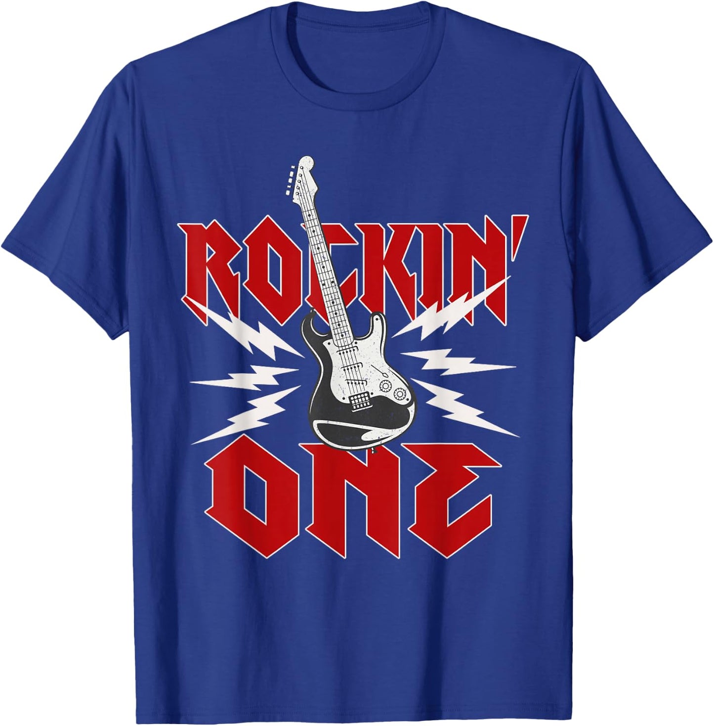 One Rockin One Birthday Family Matching Rock Guitar T-Shirt - T-Shirt | Royal