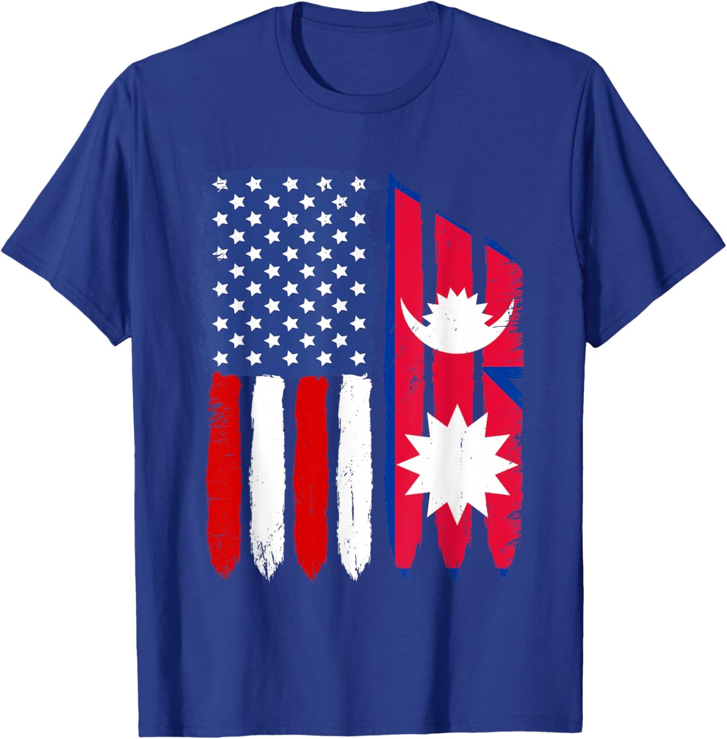 Distressed Retro USA American Nepal Flag Patriotic Kids Men T-Shirt - T-Shirt | Royal