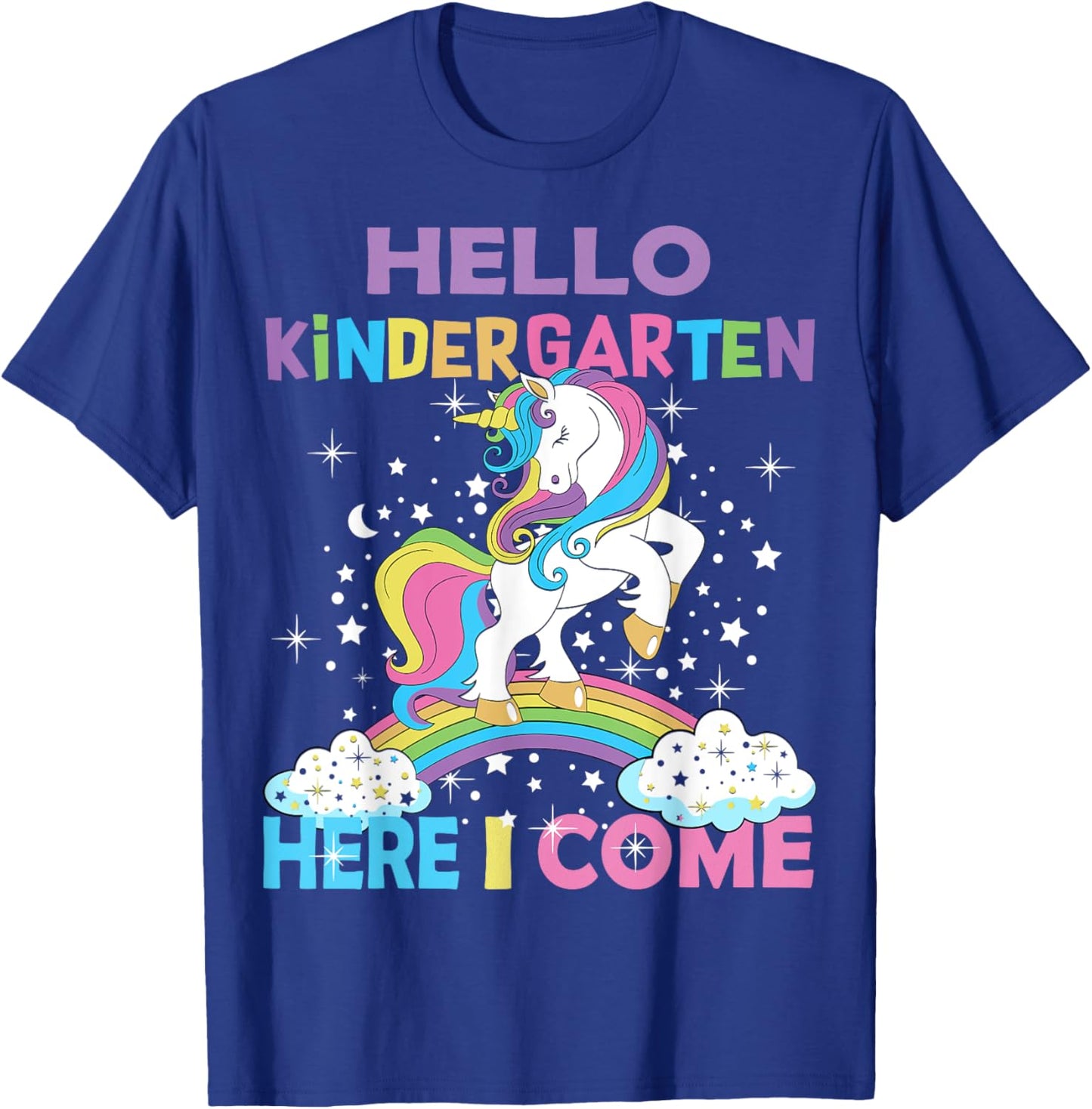 Unicorn Kindergarten Here I Come Hello Kindergarten Girls T-Shirt - T-Shirt | Royal