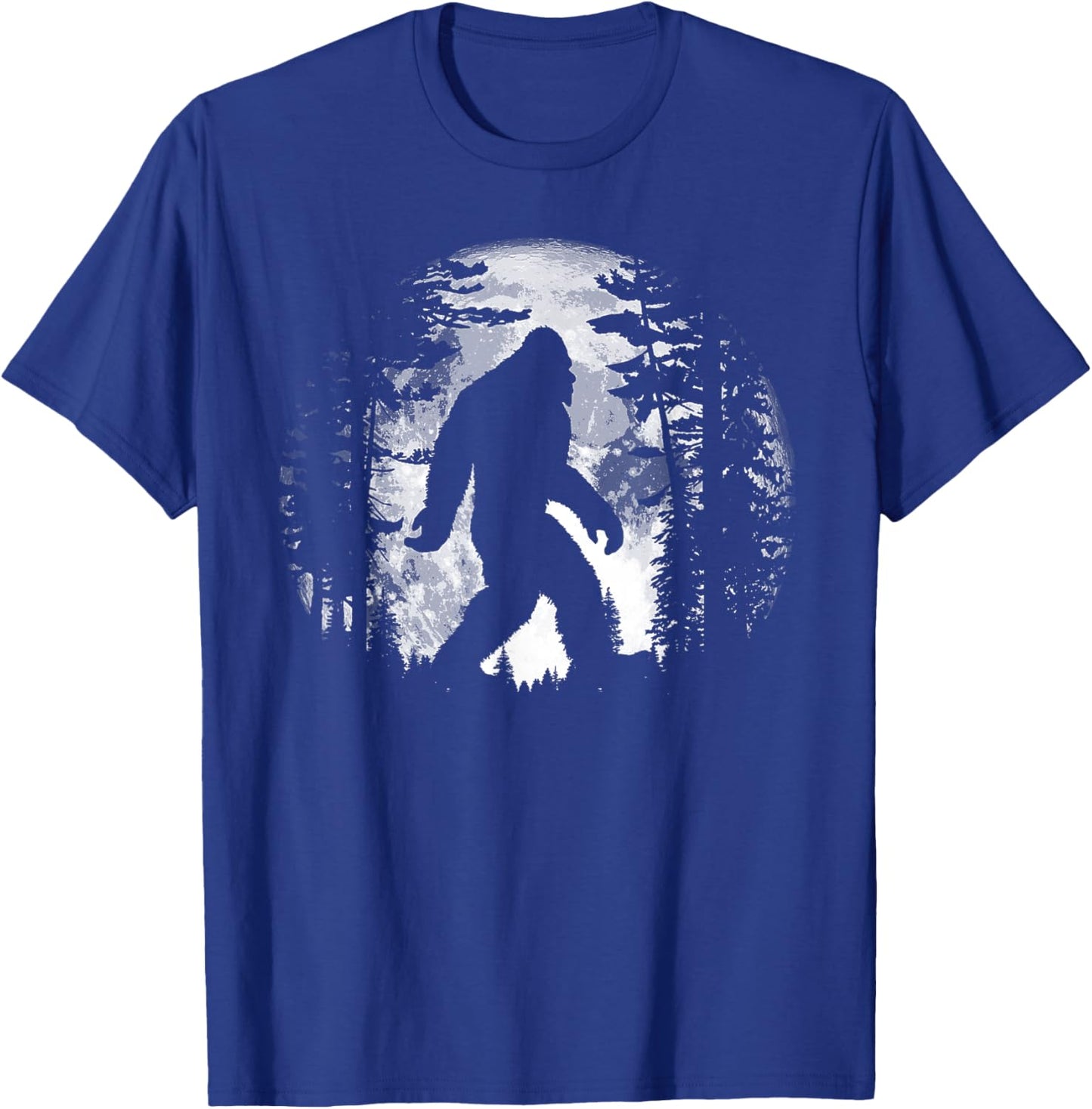 Bigfoot Night Stroll Cool Full Moon & Tree Tunnel Sasquatch T-Shirt - T-Shirt | Royal