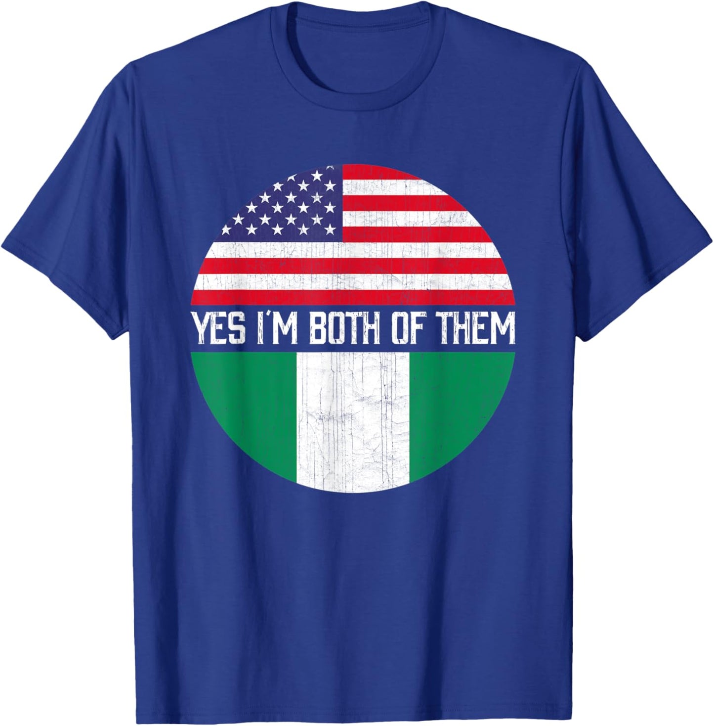 Half American Half Nigerian USA Flag Family Heritage Women Kids Men T-Shirt - T-Shirt | Royal