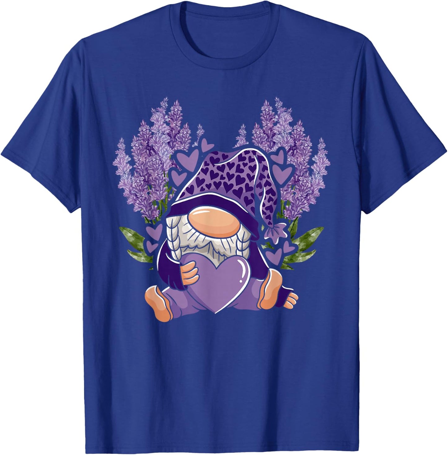 Lavender Gnome Gardening Floral Flower Purple Gnome T-Shirt - T-Shirt | Royal