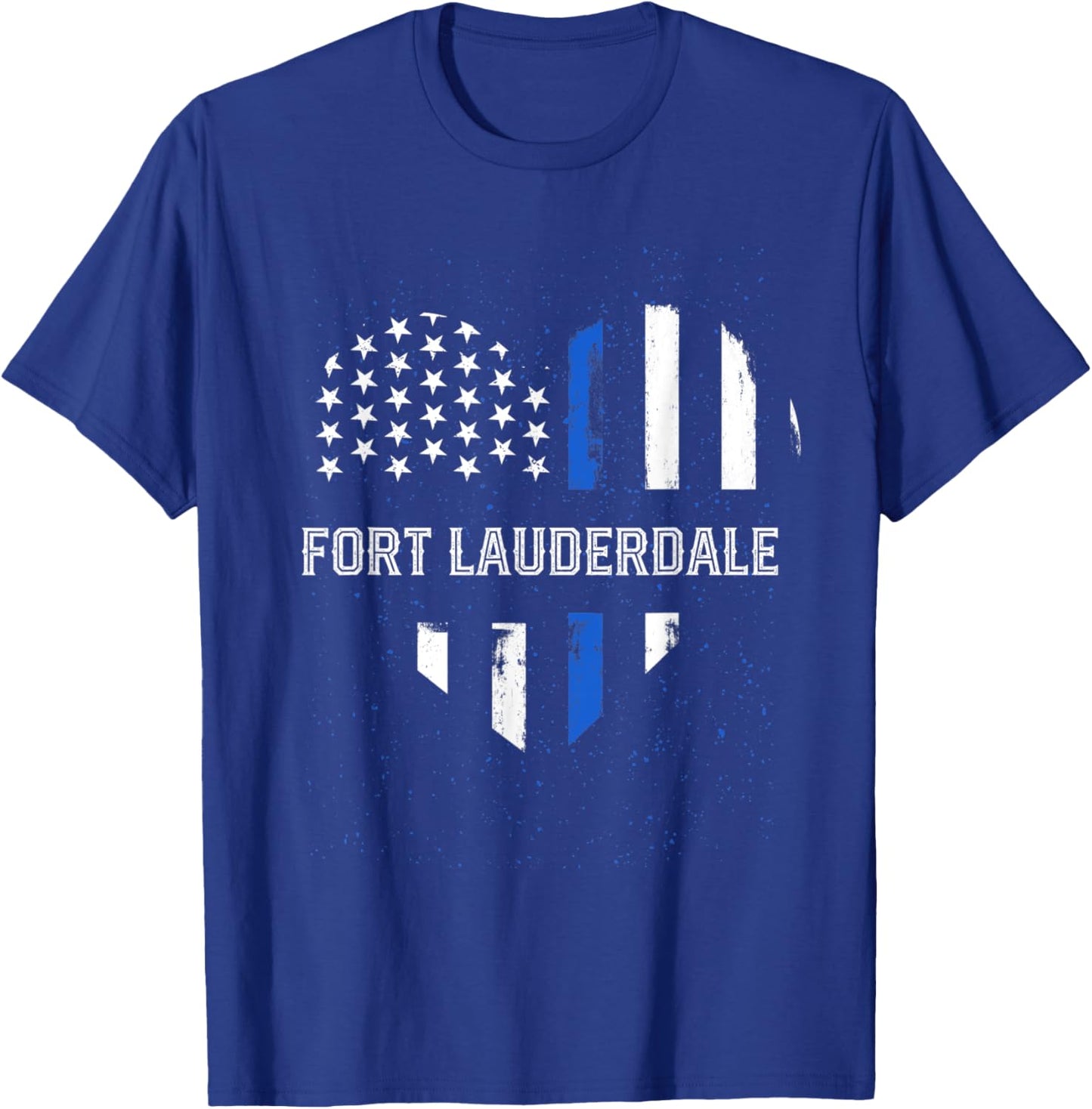 Thin Blue Line Heart Fort Lauderdale Police Officer T-Shirt - T-Shirt | Royal