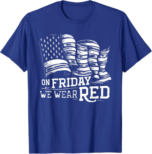 On Friday We Wear Red American Flag Military Supportive T-Shirt - T-Shirt | Royal