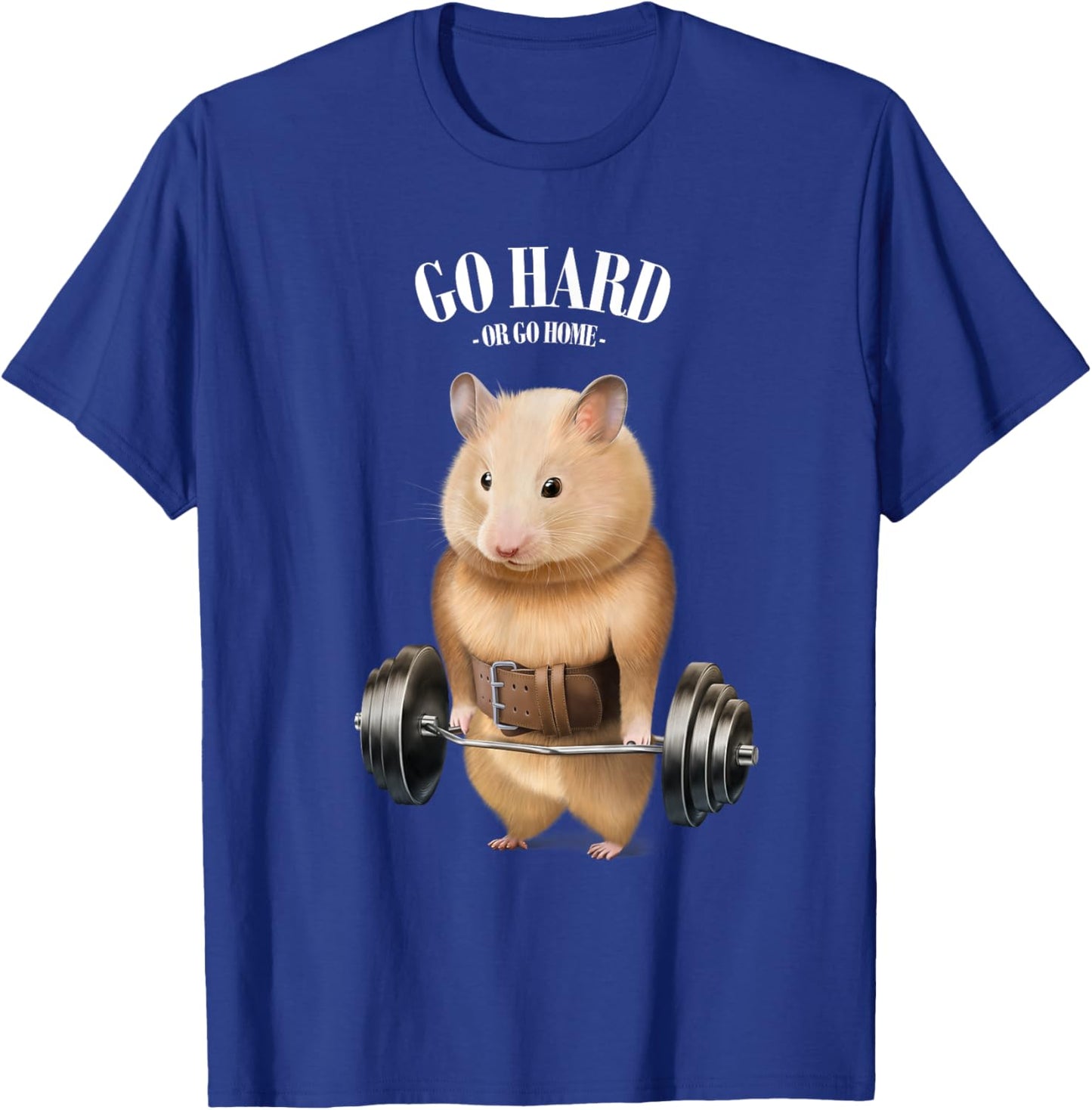 Hamster Muscle Training with Barbell Shrug Bar Fitness Gym T-Shirt - T-Shirt | Royal