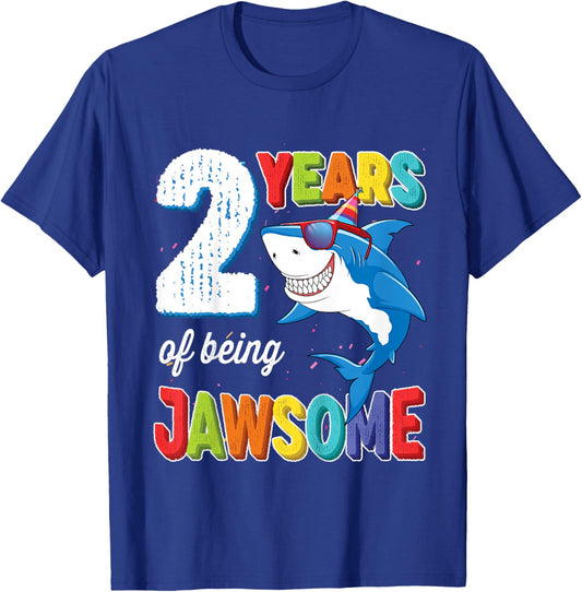 2 Year Old Shirt Toddlers Kids JawSome Shark 2nd Birthday T-Shirt - T-Shirt | Royal