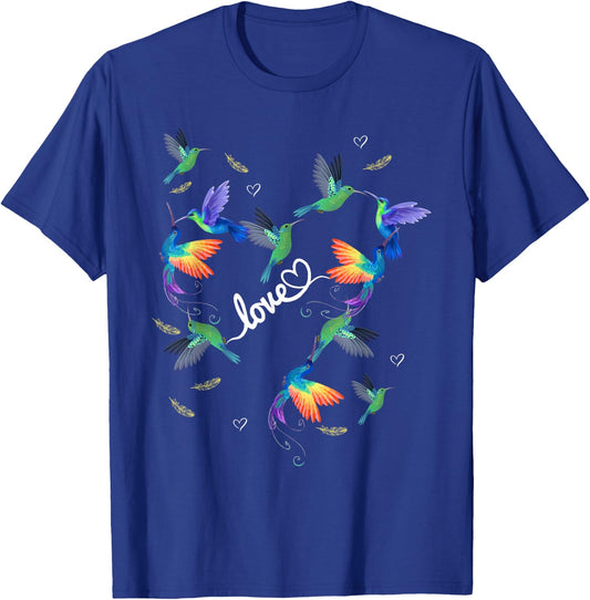 Heart LOVE Hummingbird Lover T-Shirt - T-Shirt | Royal
