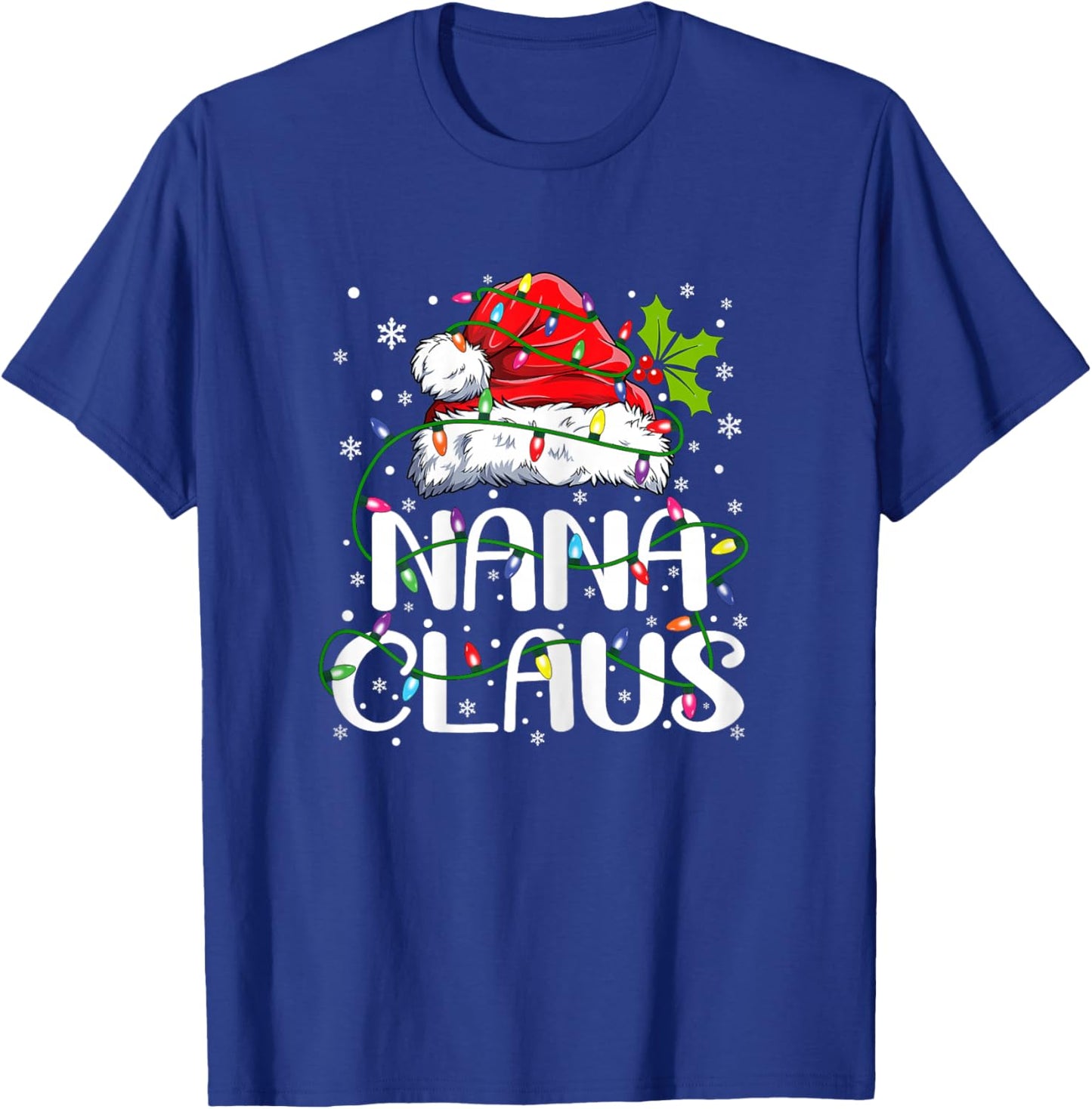 Nana Claus Christmas Lights Pajama Family Matching T-Shirt - T-Shirt | Royal