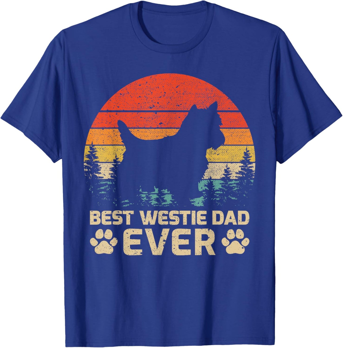 Retro Vintage Best Westie Dad Ever Father's Day T-Shirt - T-Shirt | Royal