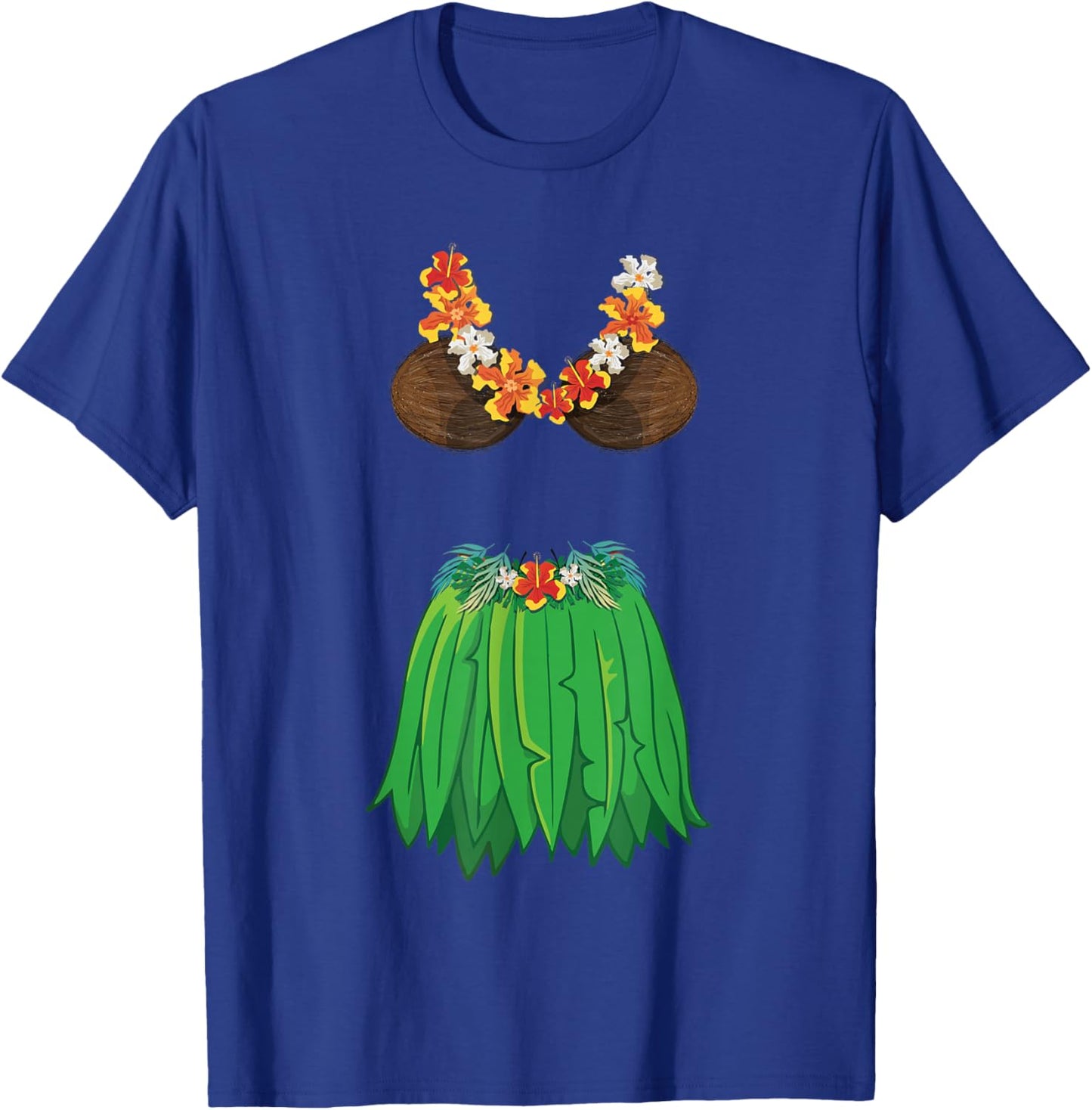 Coconut Bra Grass Skirts Lei Flowers Summer Party Hawaii Women T-Shirt - T-Shirt | Royal