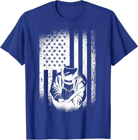 American Flag Welder Patriotic Welder Men's Welding Gift T-Shirt - T-Shirt | Royal