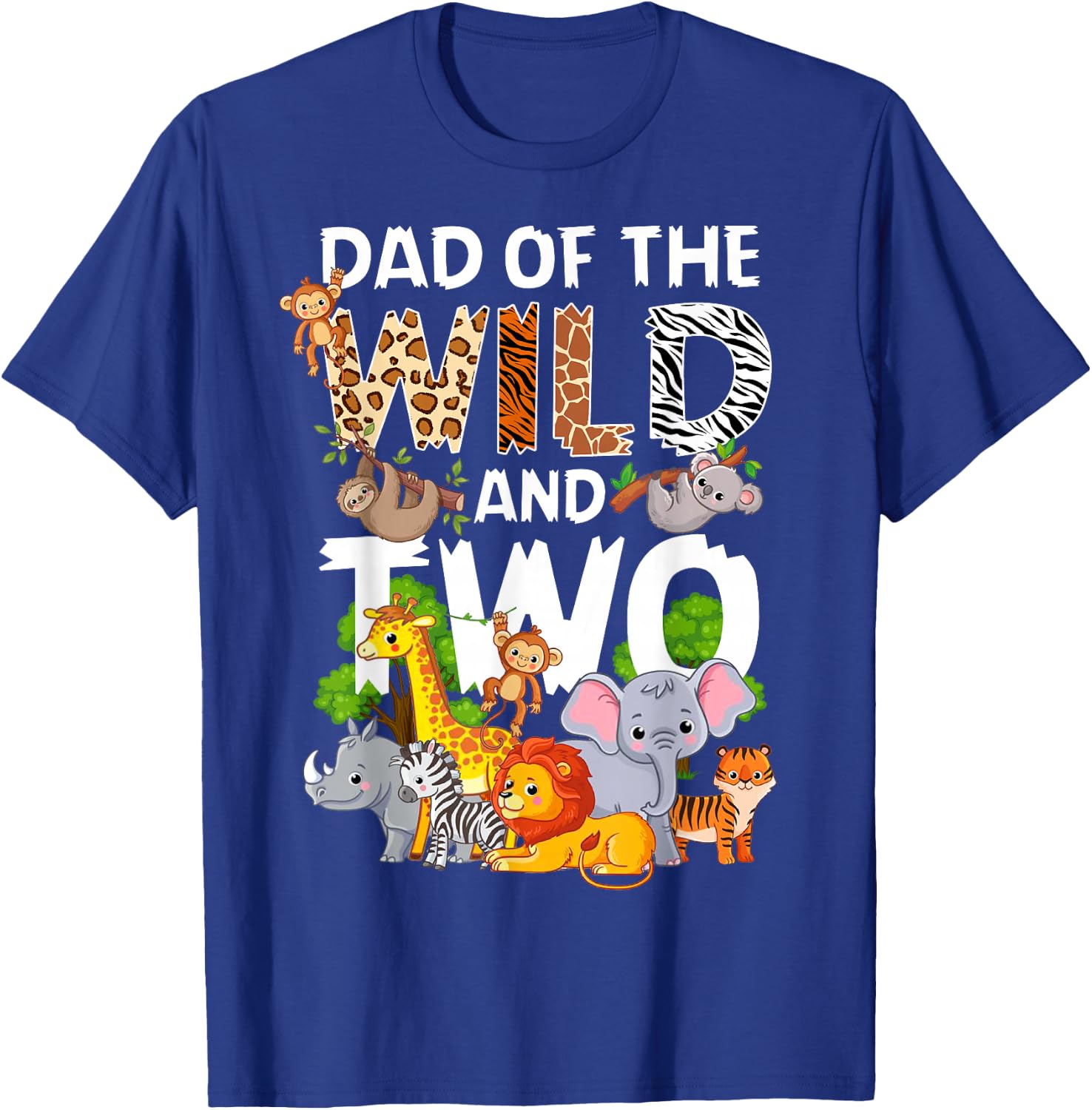 Dad Of The Wild Two Zoo 2nd Birthday Safari Jungle Animal T-Shirt - T-Shirt | Royal