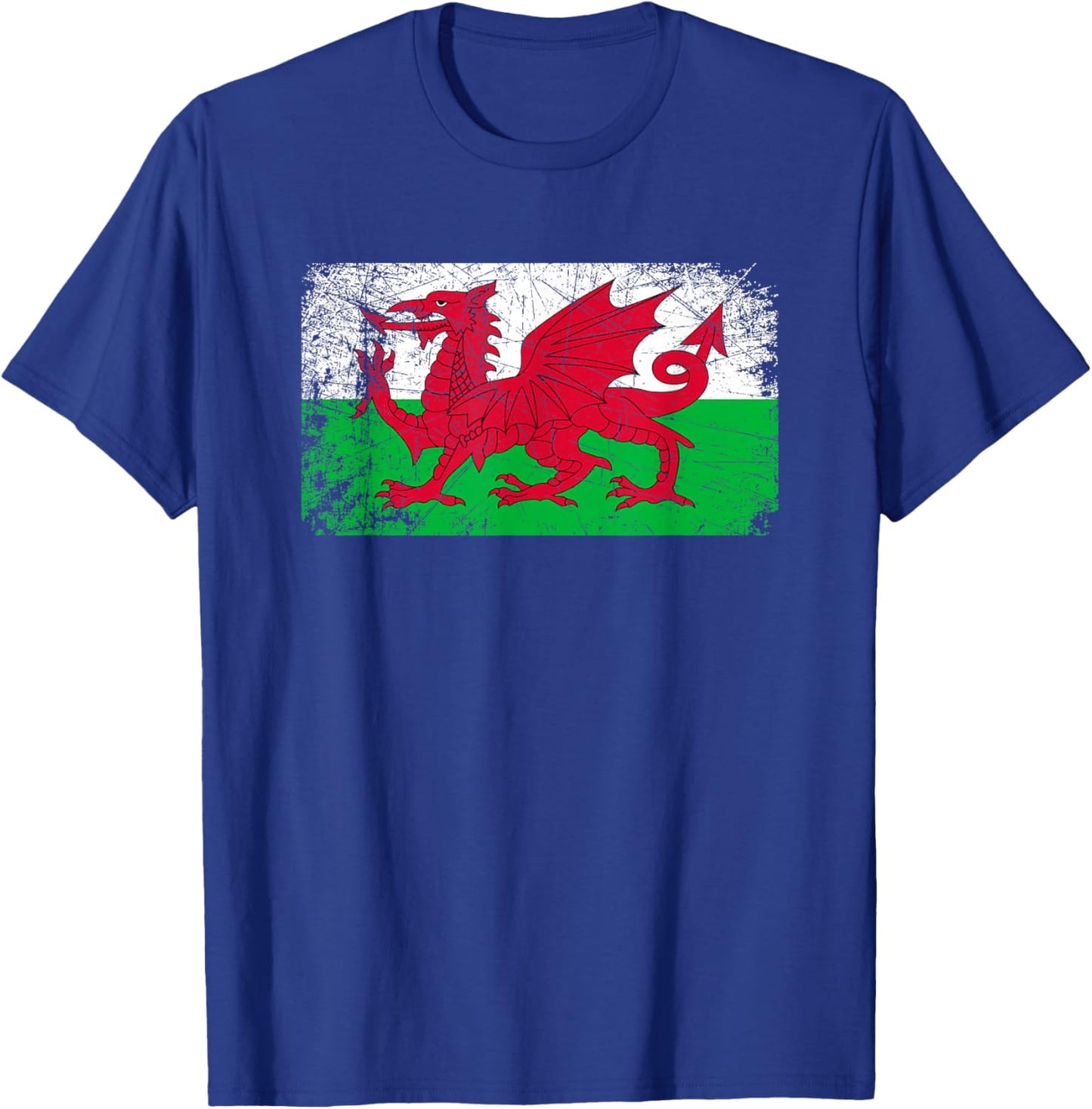 Vintage Made in Wales Welsh Flag Gift T-Shirt - T-Shirt | Royal