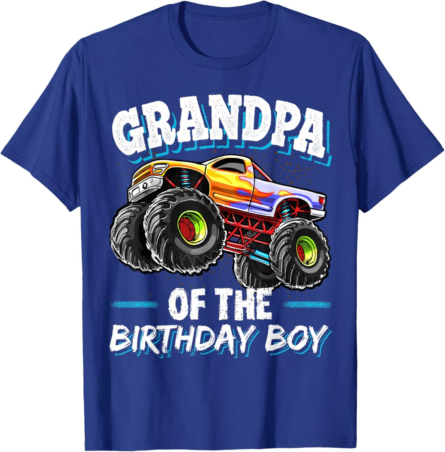Grandpa of the Birthday Boy Monster Truck Birthday Party T-Shirt - T-Shirt | Royal